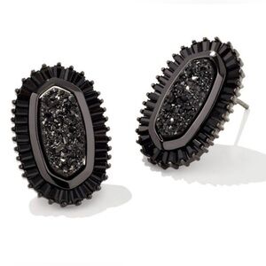 KENDRA SCOTT Ellie Baguette Stud Earrings in Black Drusy